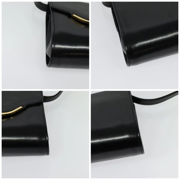 GUCCI Shoulder Bag Leather Black Gold Auth 140948 - Picture 14 of 16